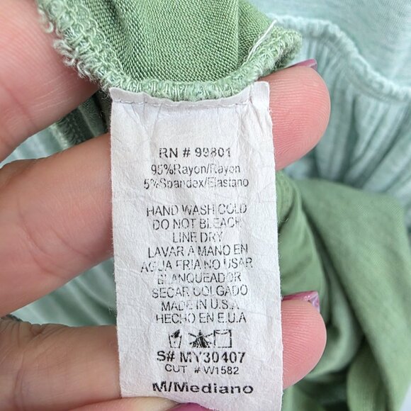 Mint‎ Green Dip Dye Babydoll Top M Soft Ombre Flowy Tunic High Waist Stretch - Picture 7 of 10